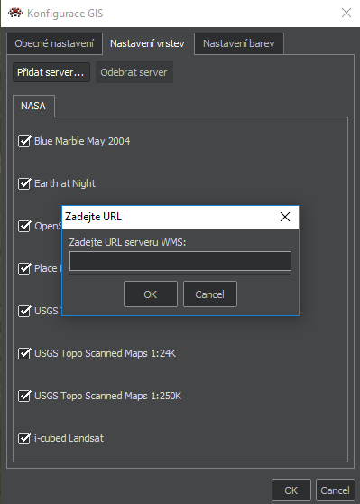 Nastavení vrstev a serverů