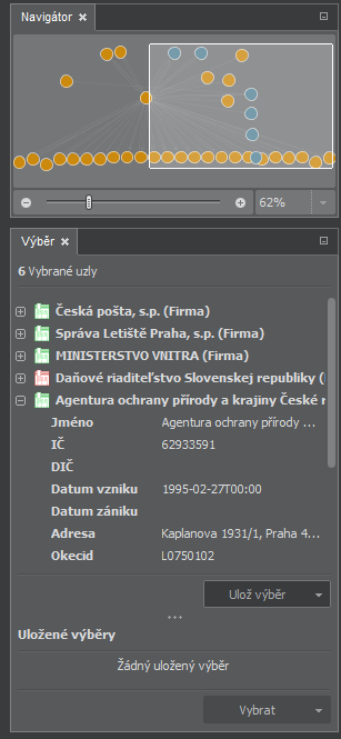 Výběr – vybrané uzly